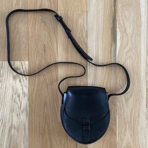 Black Leather Crossbody Saddle Bag